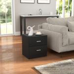 Mesa de Cabeceira Moderna com 2 Gavetas para Sala Quarto Capacidade 30 kg 45x39,5x49 cm Preto