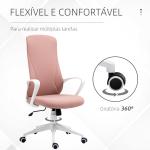 Cadeira de Escritório Ergonómica com Altura Ajustável Função de Inclinação e Encosto Alto 62x56x110 - 119,5 cm Rosa