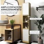Coluna Casa de Banho com 2 Prateleiras Abertas Armário Alto para Casa de Banho 30x24x170 cm Madeira e Branco