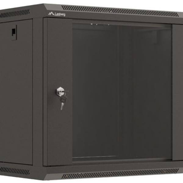 Armário Rack de Parede 19 9U 540x350mm 60Kg c/ Porta Vidro (Preto) - LANBERG