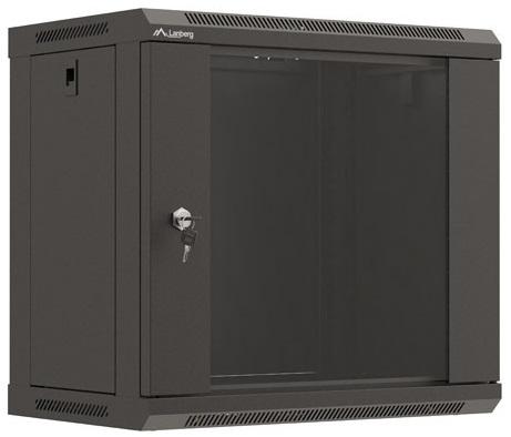 Armário Rack de Parede 19 9U 540x350mm 60Kg c/ Porta Vidro (Preto) - LANBERG