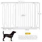 Barreira de Segurança para Cães Extensível para Escadas e Portas 75 - 115cm com 2 Extensões e 10 - 20cm Montagem a Pressão Aço Altura 76cm Branco