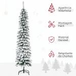 Árvore de Natal Estreita Nevada 180 cm com 395 Ramos e Suporte Metálico Dobrável para Sala de Estar, Interior, Verde