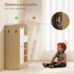 Sapateira Estreita com Prateleiras Ajustáveis Gaveta e 4 Ganchos para 14 Pares de Sapatos 93x30x90 cm Madeira e Branco