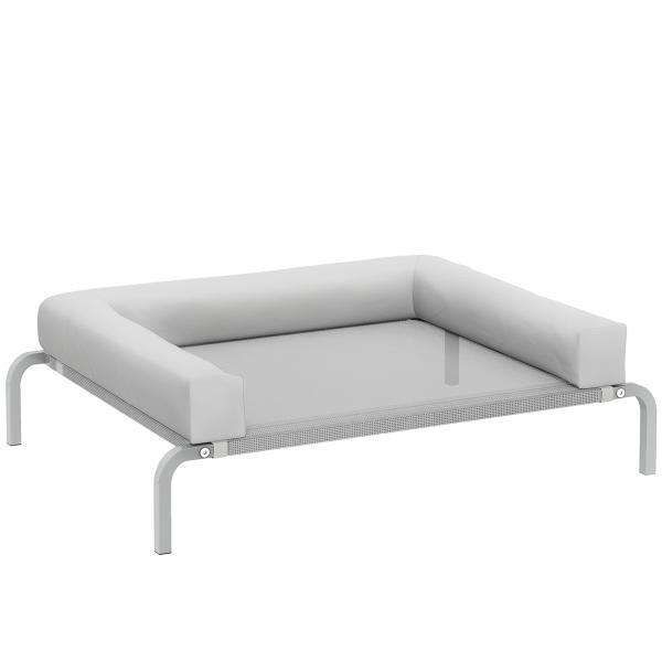 Cama Elevada para Cães com Latertais Amovíveis Cama Elevada para Cães Pequenos Portátil com Malha Respirável 90x65x30 cm Cinza