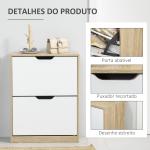 Armário para Sapatos Sapateira de Madeira com 2 Portas Abatíveis 4 Prateleiras de Armazenamento Capacidade 8 Pares de Sapatos para Entrada Corredor Dormitório 62,5x26x81cm Branco e Natural