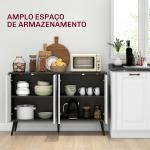 Aparador de 4 Portas Aparador de Sala com Prateleiras Ajustáveis e Pés de Madeira para Cozinha Branco e Preto 120x35x77,4 cm