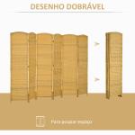 Biombo Dobrável de 6 Painéis Divisor de Ambientes 270x180 cm Ecrã de Privacidade de Polipropileno Madeira