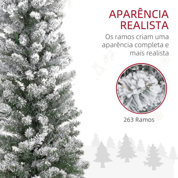 Árvore de Natal 150 cm Árvore de Natal Artificial Nevada com 120 Luzes LED 263 Ramos Verde e Branco