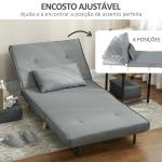 Poltrona 2 em 1 Sofá Cama Individual Dobrável com Encosto Ajustável e Almofada Carga 125 kg 90x78x79 cm Cinza