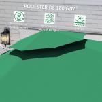 Chapéu de Sol Excêntrico Ø292 cm com Manivela Rotativo 360° Inclinação Ajustável Duplo Teto e Base Cruzada Verde Escuro