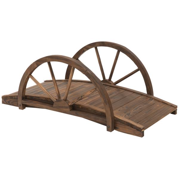 Ponte de Madeira para Jardim Ponte Decorativa com Corrimão em Forma de Meia Roda 100x50x37 cm Marrom