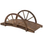Ponte de Madeira para Jardim Ponte Decorativa com Corrimão em Forma de Meia Roda 100x50x37 cm Marrom