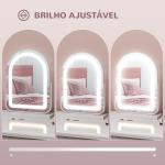 Espelho de Maquilhagem com Luz LED Giratório com 3 Modos de Iluminação Rotação Regulável de 360° e Função de Memória Branco