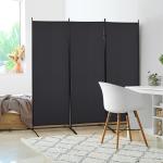 Biombo de 3 Paineis Separador de Ambientes Dobrável Biombo de Privacidade com 6 Pés de Metal 253x50x182 cm Preto