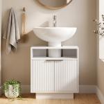 Móvel para Lavatório Pousar com 2 Portas Canaladas para Lavatório com ou sem Pedestal 60x33x63 cm Branco