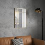 Espelho de Parede Retangular 90x60 cm com Moldura de Metal Espelho Decorativo para Sala Quarto Entrada Dourado