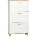Sapateira Moderna com 3 Gavetas Abatíveis para 12 Pares de Sapatos e Prateleira Ajustável 70x23,5x122cm Branco Envelhecido