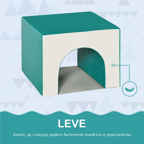 Conjunto de 4 Blocos de Espuma para Crianças de 1 - 3 Anos Figuras de Construção Brinquedo de Aprendizagem Infantil Estofado em PU 150x50x39cm Multicor