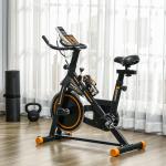 Bicicleta Estática com Resistência Ajustável Volante de Inércia de 8kg Ecrã LCD Assento e Guiador Ajustáveis 103x48x115cm Preto e Laranja
