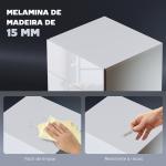 Mesa de Cabeceira com Faixa de Luz LED Multicolor Mesa Auxiliar com 3 Gavetas Estilo Moderno 40x35x60 cm Branco Brilhante
