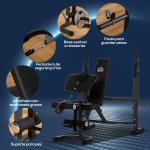 Banco de Musculação Multifuncional Banco de Pesos com Encosto Inclinável e Suporte de Barras com Altura Ajustável para Treinamento do Corpo Completo 187x140x117 - 136cm Preto