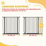 Barreira de Segurança para Cães Extensível para Escadas e Portas 75 - 95 cm com 1 Extensão e 10 cm Altura 76 cm Preto