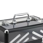 Estojo de Maquilhagem Organizador de Cosméticos Portátil com Múltiplos Níveis Alça e Bandejas 30x18,5x22 cm Preto e Transparente