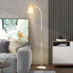 Candeeiro de Pé LED com Altura Ajustável Ecrã Interruptor para Sala de Estar Escritório Quarto 49x21x127 - 160 cm Branco e Dourado