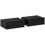 Conjunto de 2 Mesas de Cabeceira Flutuantes com 1 Gaveta para Quarto 40x30x15 cm Preto