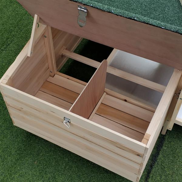 Galinheiro de Madeira de Abeto para Galinhas Exterior com Caixa Ninho Bandeja Removível e Espaço para Correr 196x76x97 cm Natural