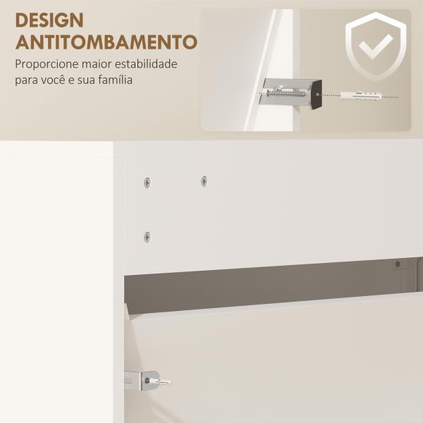 Sapateira Estreita com Espelho para 9 Pares de Sapatos para Corredor Espaços Reduzidos 65x17x114,5 cm Branco