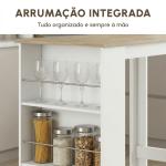 Mesa de Bar de Bistrô com 3 Prateleiras com Suporte Estilo Moderno para Cozinha e Sala de Jantar 112x57x106 cm Branco