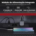 Secretária de Canto com Tomadas em Forma de L 128x128 cm com Suporte para Monitor Gancho e Suporte para Copos Preta