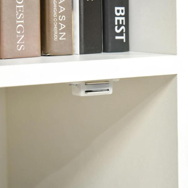 Estante com 3 Prateleiras Abertas e 1 Fechada com Porta Estante de Estilo Moderno para Armazenamento de Livros Brinquedos Plantas 40x30x129,5cm Branco