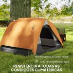Tenda de Campismo para 2 - 3 Pessoas Dobrável com Bolsa de Transporte 200x200x135 cm Laranja e Cinza