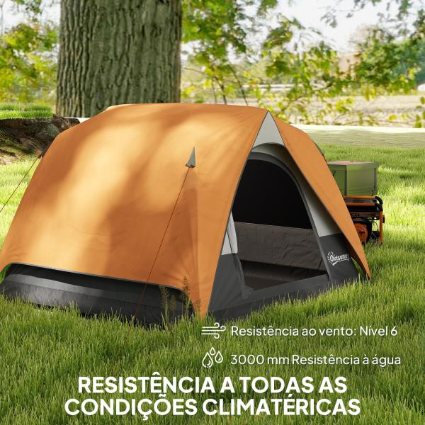 Tenda de Campismo para 2 - 3 Pessoas Dobrável com Bolsa de Transporte 200x200x135 cm Laranja e Cinza