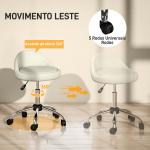 Banco com Rodas Banco Giratório com Altura Ajustável Cosmética Dentista Cabeleireiro Ø50x63 - 83 cm Branco