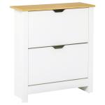 Sapateira Branca Estreita Armário para Sapatos com 2 Gavetas Basculantes para 12 Pares de Sapatos 72x26x80 cm