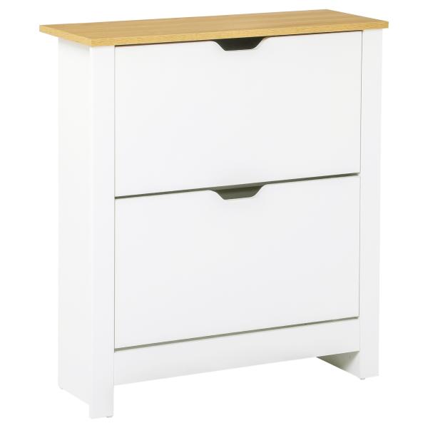 Sapateira Branca Estreita Armário para Sapatos com 2 Gavetas Basculantes para 12 Pares de Sapatos 72x26x80 cm