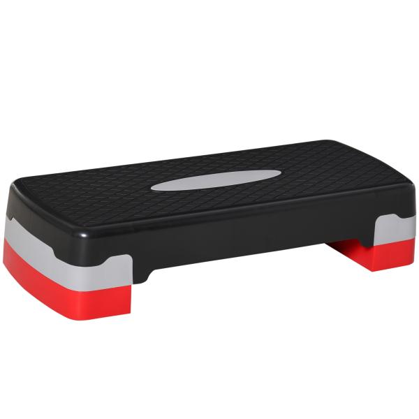 Step para Exercício Aeróbico Plataforma Step com Altura Ajustável em 2 Níveis com Carga Máxima 150kg para Exercício em Academia Casa 68x29x10 - 15cm Preto e Vermelho