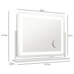 Espelho de Maquilhagem com Luzes 3 Modos de Iluminação Suporte para Telemóvel e Entrada USB 62,5x14x49,5 cm Branco