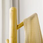 Cabide de Pé de Bambu Moderno com 8 Ganchos para Roupas Bolsas Ø37,8x175,6 cm Madeira e Branco