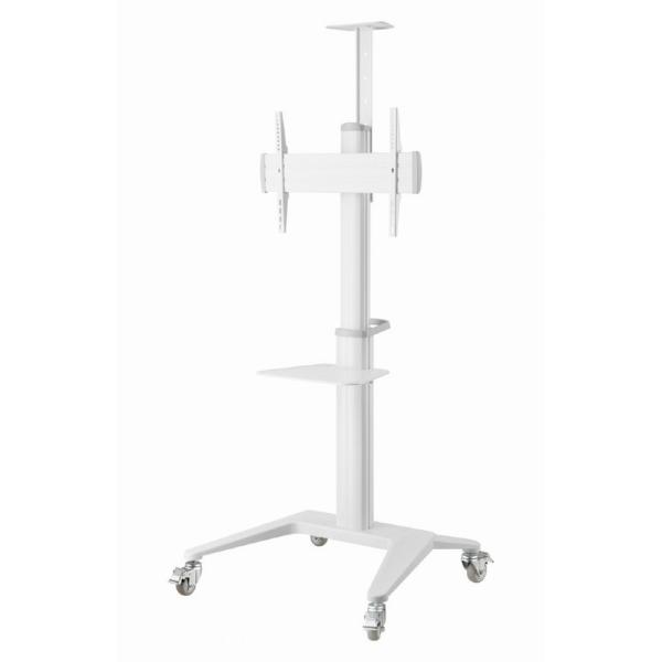 Suporte de Pé Gembird TVS - 70T - 02 - W para TV com rodas e Prateleira suporta 37" a 70" em Alumínio Branco