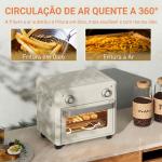 Forno com Fritadeira de Ar 10 L com 2 Manípulos Convecção 360° 80 - 230 °C Temporizador 60 Min Tabuleiro e Cesto