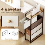 Móvel Auxiliar com 4 Gavetas de Tecido com Estrutura de Aço Móvel de Arrumação para Espaços Pequenos Multicolor