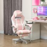 Cadeira Gaming Cadeira de Escritório Reclinável Apoio para os Pés Retrátil Suporte Lombar e Almofada para a Cabeça 63x63x115,5 - 123 cm Rosa