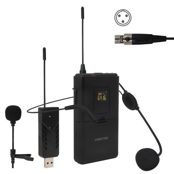 Microfone de Cabeça e Lapela UHF - FONESTAR
