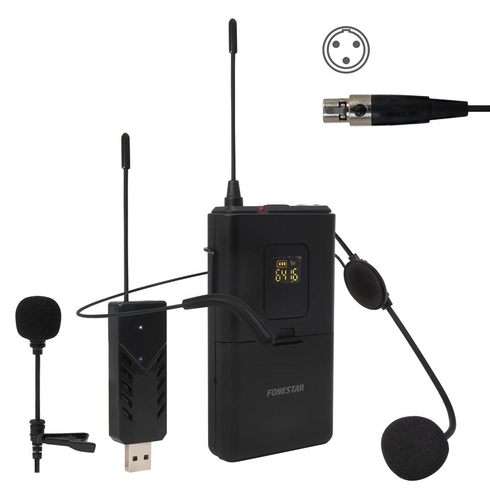 Microfone de Cabeça e Lapela UHF - FONESTAR