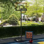 Tabela de Basquetebol de Exterior com Altura Ajustável 235 - 264 cm Suporte para Bola Rodas e Base Recarregável Preto